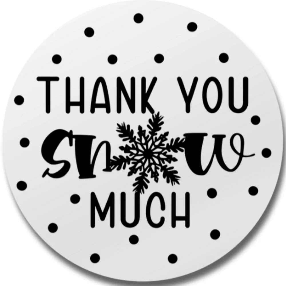 Thank You Snow Much Stickers Holographic Round 2 Inch | THANK YOU STICKER LABEL